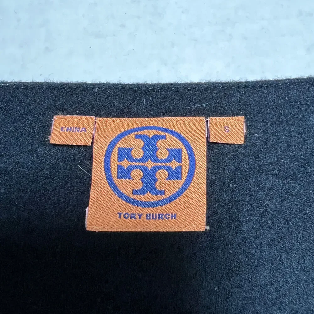Tory Burch Colorblock Full Zip Blazer Jacket SIZE S Short Sleeve Black Gray